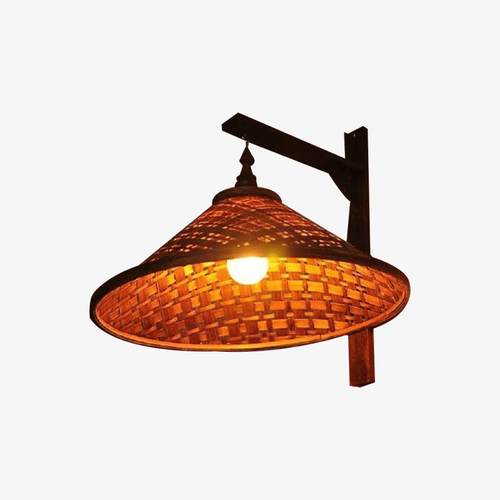 Applique murale rustique avec abat-jour en bambou Hat