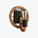 Rustic wall light with round vintage rope