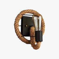 Rustic wall light with round vintage rope