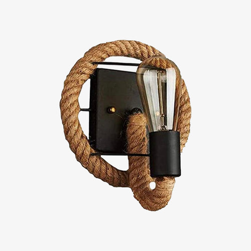 Rustic wall light with round vintage rope