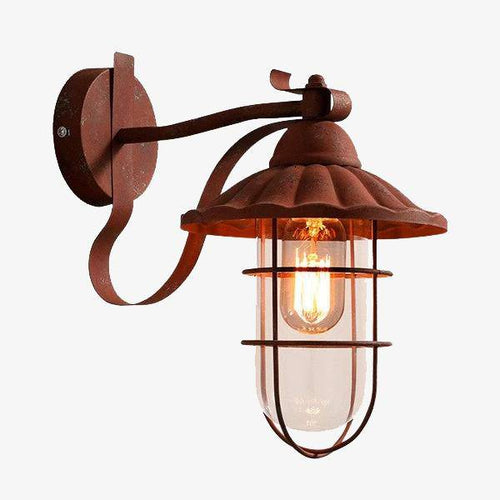 Applique murale rustique style rétro avec lampe en cage en métal