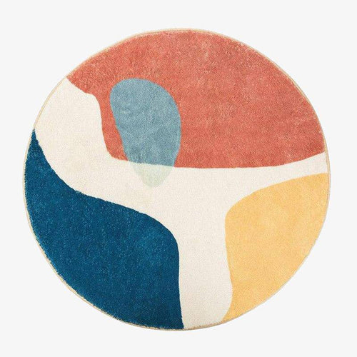 Tapis rond moderne coloré style Fluffy B