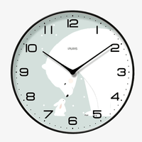 Horloge murale ronde avec ours et lapin blanc Chansrun