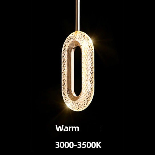 Suspension moderne LED forme ovale et dorée Elaia