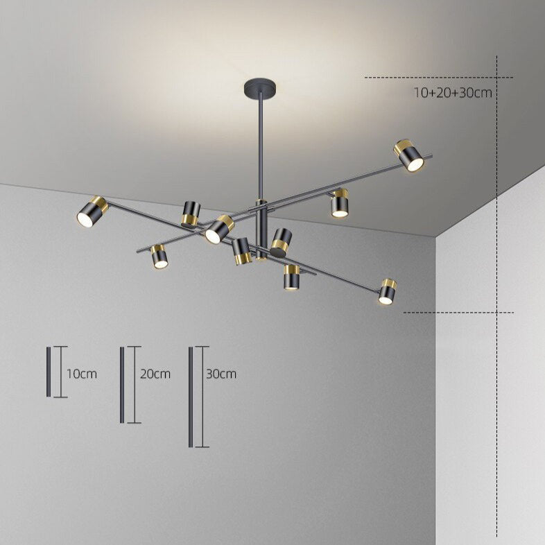 Lustre design LED avec barre en métal et spots rotatifs Caeli