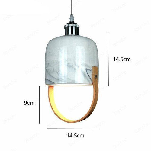Suspension design LED avec abat-jour en marbre blanc Loft - vue 9 sur 8