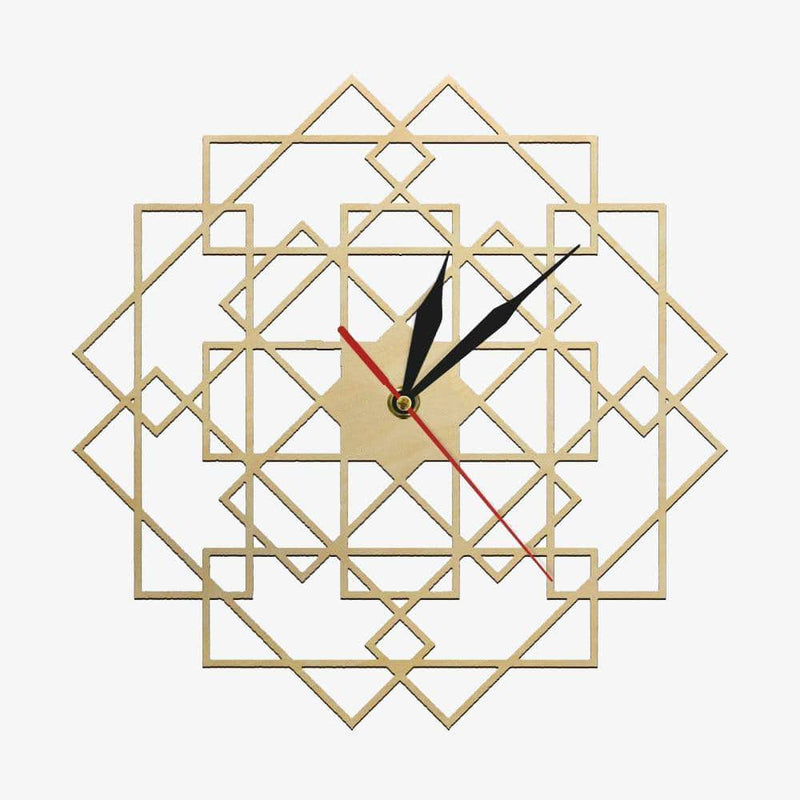Horloge murale en bois avec rectangles superposés 30cm Mandala