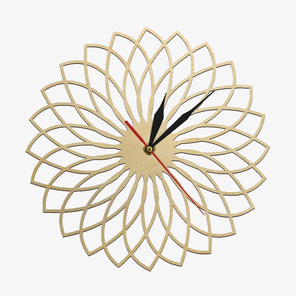 Horloge murale en bois rosace géométrique 30cm Floral