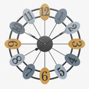 Horloge murale ronde avec chiffres dans bulles colorées 50cm