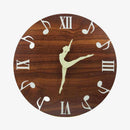Horloge murale ronde en bois danseuse et notes de musique 30cm Ballet
