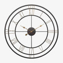 Horloge murale ronde en métal avec chiffres romains 50cm European