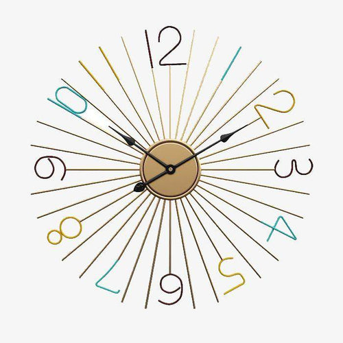 Horloge ronde design en métal et chiffres colorés 50cm