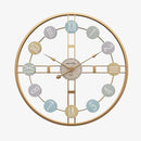 Horloge ronde design rétro en métal doré Roman 40cm