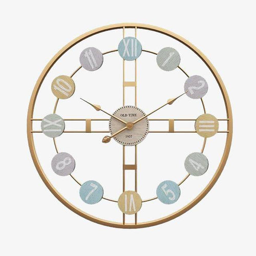 Horloge ronde design rétro en métal doré Roman 40cm