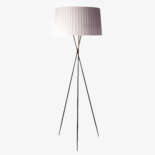Lampadaire avec pieds croisés et abat jour en tissu blanc Nordic