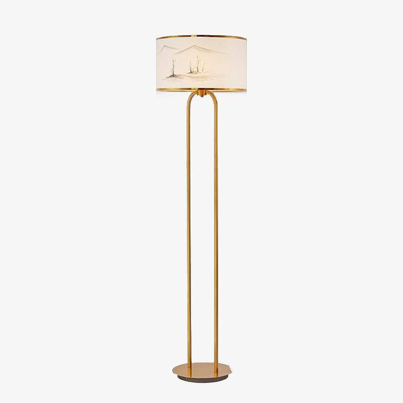 Lampadaire moderne doré avec abat-jour dessiné Japanese