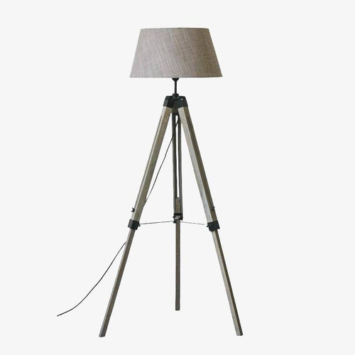 Lampadaire trépied ajustable avec abat-jour en tissu American