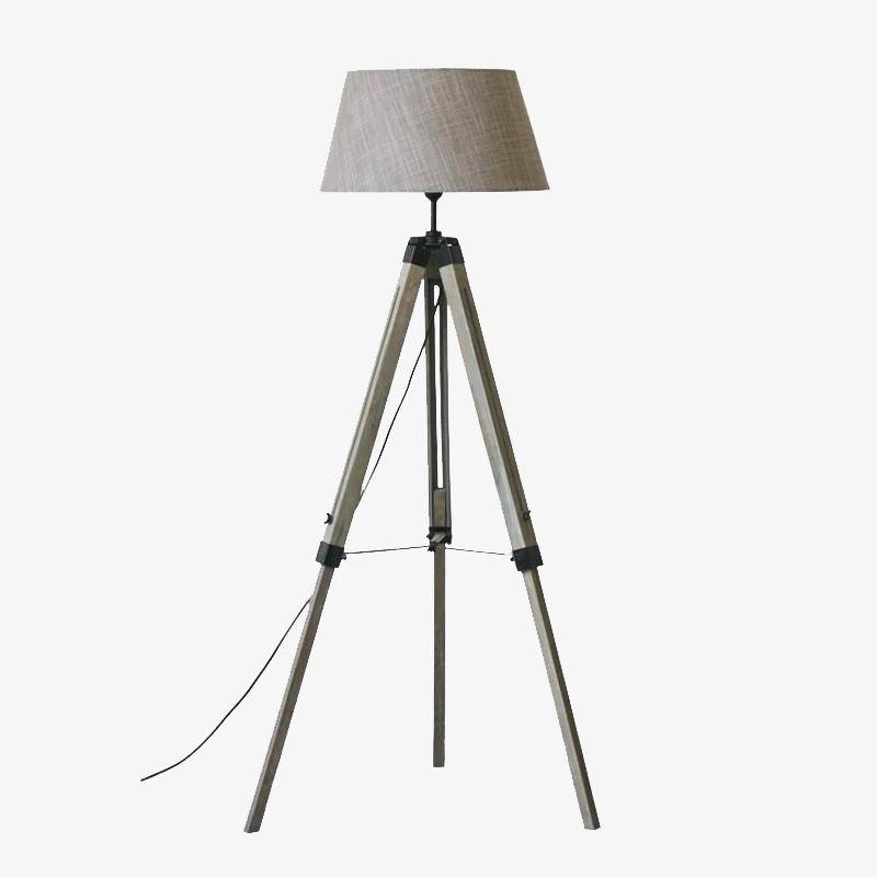 Lampadaire trépied ajustable avec abat-jour en tissu American