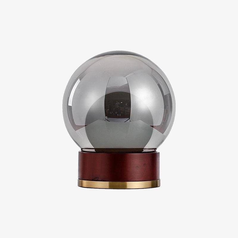 Lampe à poser design avec socle rétro doré et bois - vue 2 sur 6