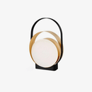 Lampe à poser design LED avec anneaux métal et disque lumineux