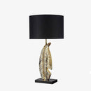 Lampe à poser design LED avec plume d'or et abat-jour arrondi Luxury