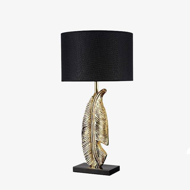 Lampe à poser design LED avec plume d'or et abat-jour arrondi Luxury - vue 2 sur 4