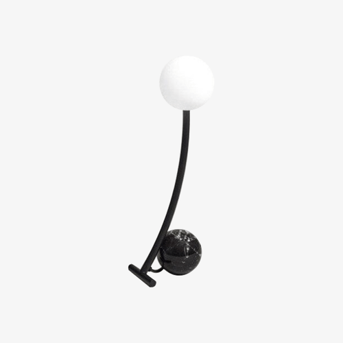 Lampe à poser design LED en marbre et métal courbé - vue 2 sur 4
