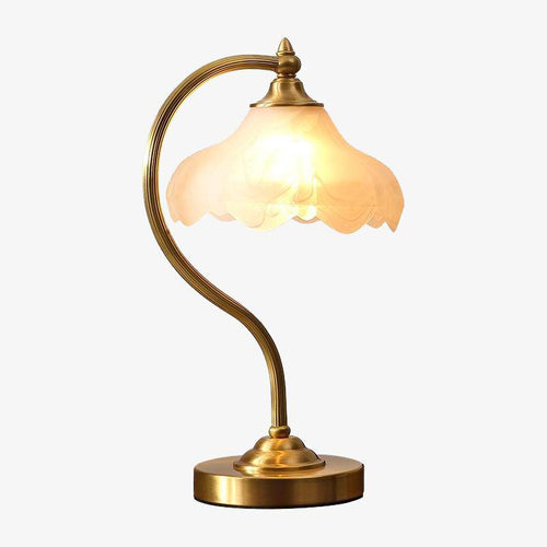 Lampe à poser doré avec abat-jour en verre Copper