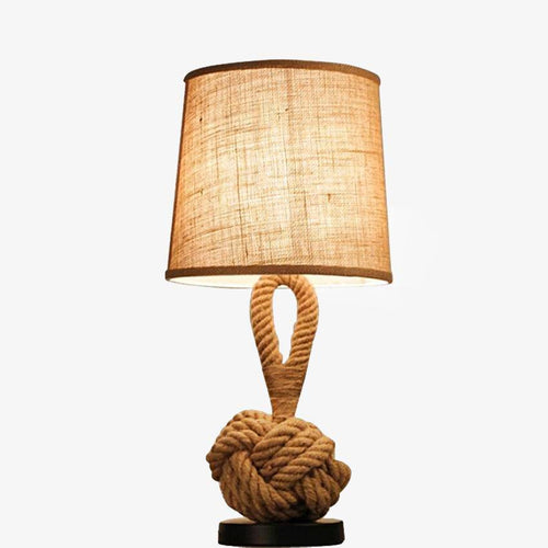 Lampe de chevet avec abat-jour en tissu et support en cordage