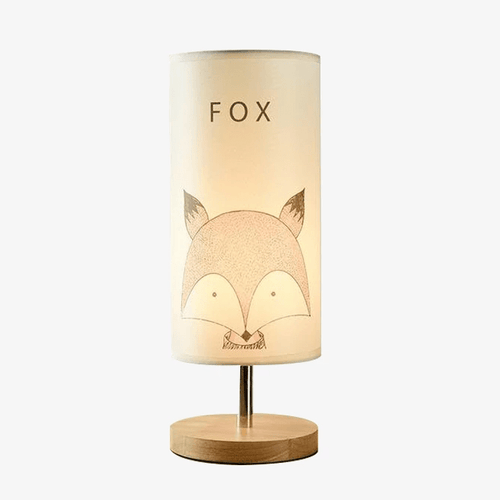 Lampe de chevet (ou bureau) en bois avec dessin d'animaux pour enfant