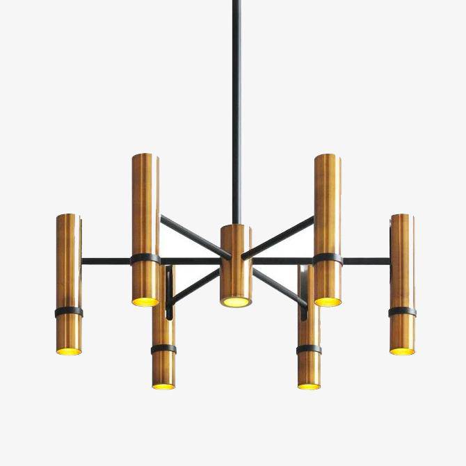 Lustre design à spots tube dorés