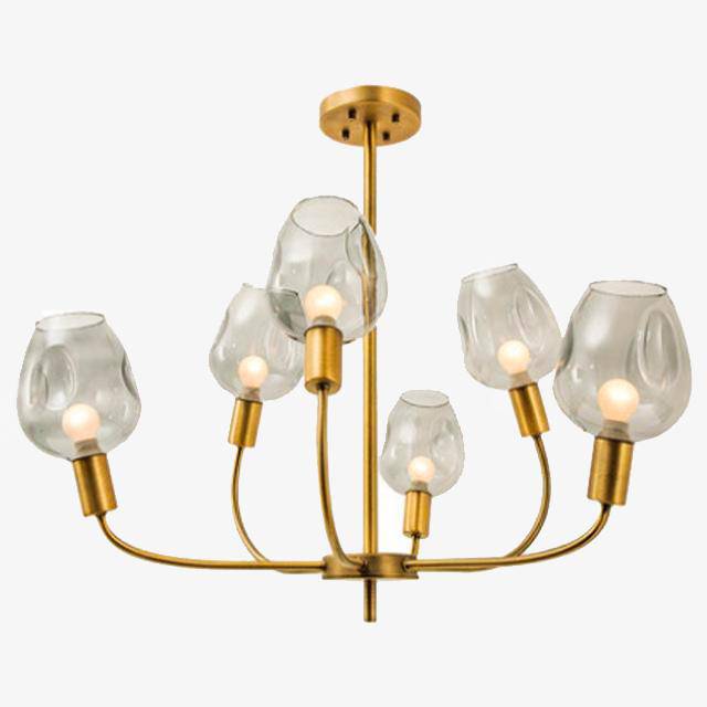 Lustre design doré et verre fumé Modern