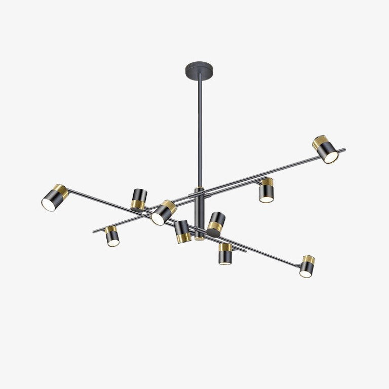 Lustre design LED avec barre en métal et spots rotatifs Caeli