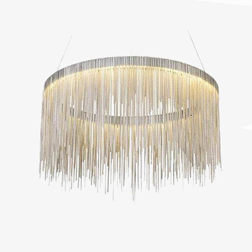 Lustre design LED avec cercle argenté et chaine en métal Villa