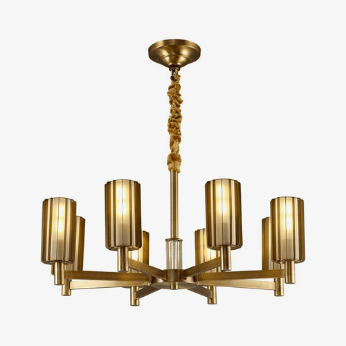 Lustre design LED en métal avec plusieurs abat-jours dorés Luxury