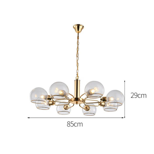 Lustre design moderne doré avec boules de verre Glass