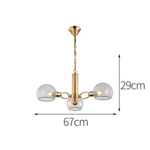 Lustre design moderne doré avec boules de verre Glass