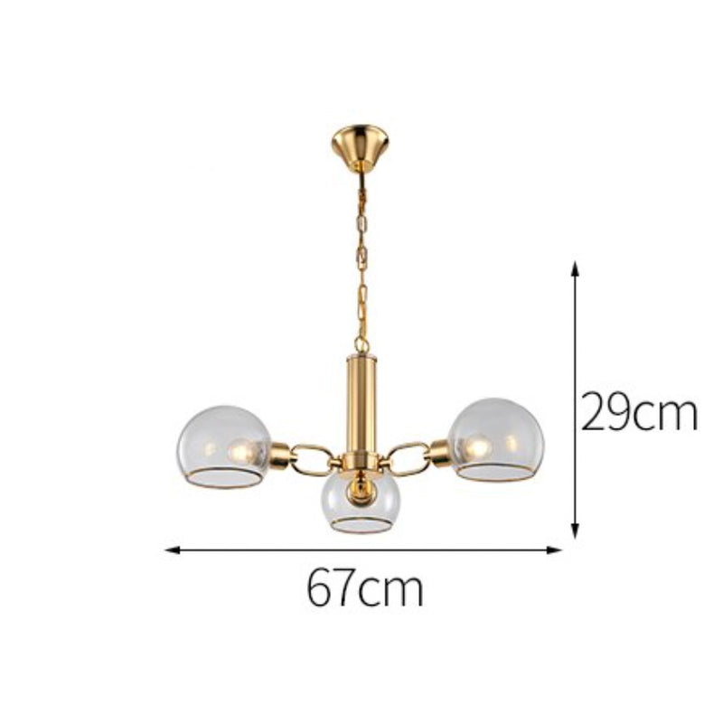 Lustre design moderne doré avec boules de verre Glass