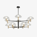 Lustre design noir et doré avec lampes en verre Light