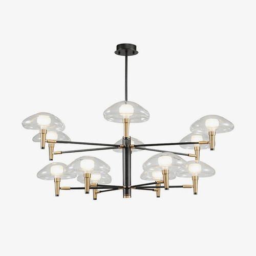 Lustre design noir et doré avec lampes en verre Light
