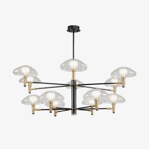 Lustre design noir et doré avec lampes en verre Light
