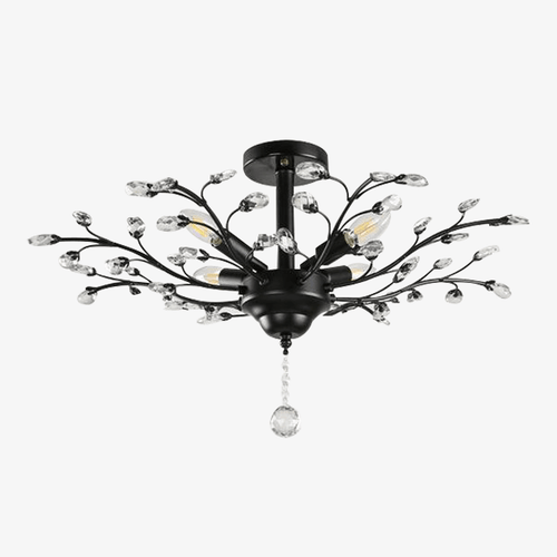 Lustre en cristal et verre branches d'arbre Vintage (noir ou doré)