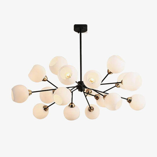 Lustre industriel avec plusieurs boules de verre Foyer