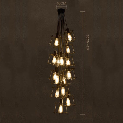 Lustre industrielle avec lampes cubiques suspendues Onigun - vue 6 sur 6
