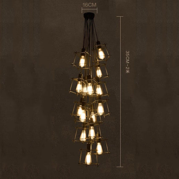 Lustre industrielle avec lampes cubiques suspendues Onigun - vue 6 sur 6
