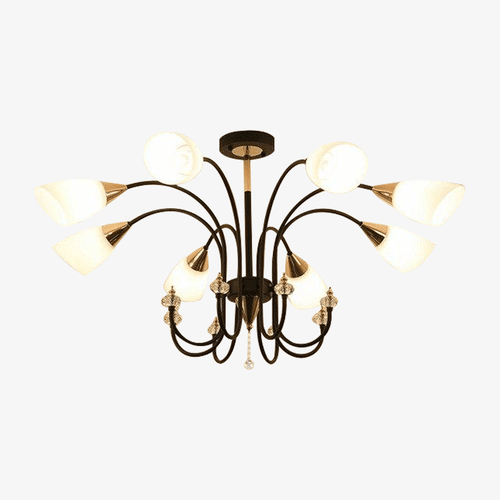Lustre LED avec bras arrondis et lampes en verre Room
