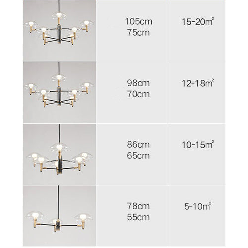 Lustre moderne abat-jours en forme de méduse en verre Hailey