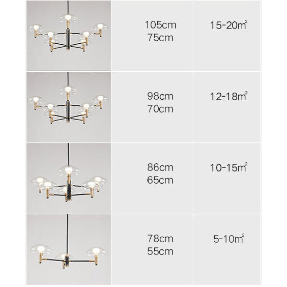 Lustre moderne abat-jours en forme de méduse en verre Hailey