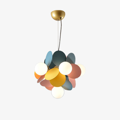Lustre moderne avec lampes rondes colorées Kebya