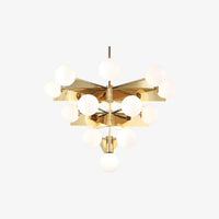 Lustre moderne pyramidale doré avec globes en verre luxury Ariana